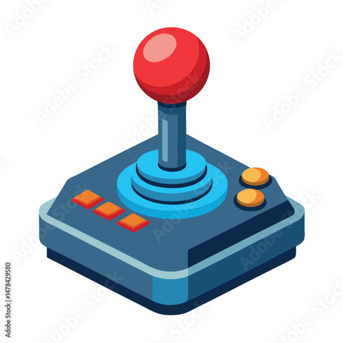 Flight stick gaming instrument isolated on white background