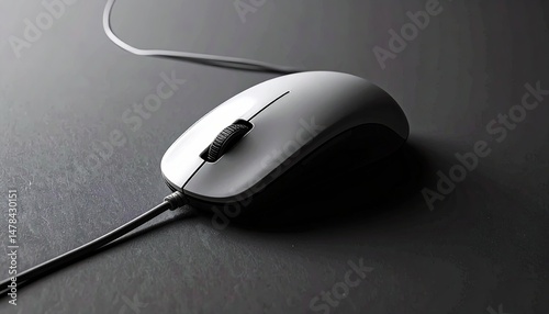 Classic Wired Computer Mouse on Dark Surface – Simplicity and Precision in Digital Navigation

