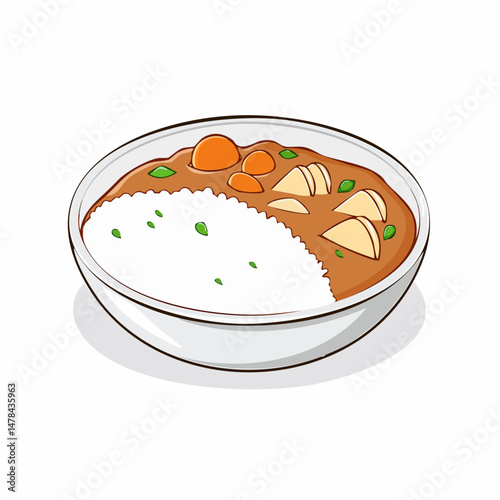 ごはん付きカレーライスのベクターアイコン