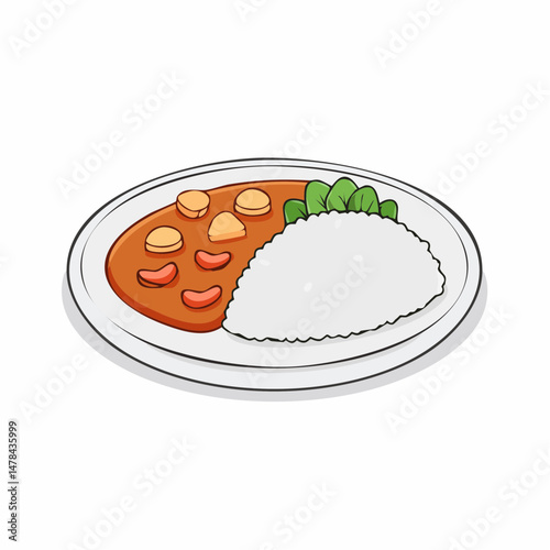 ごはん付きカレーライスのベクターアイコン