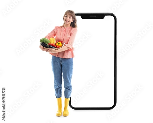 Female farmer with ripe veg...