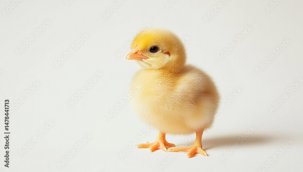Obraz premium Adorable Yellow Baby Chick on White Background