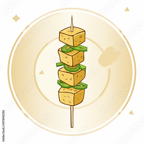 串に刺さった焼き鳥のベクターアイコン