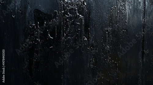 Dramatic Black Abstract, Glossy, Deep Texture with Mysterious Reflections