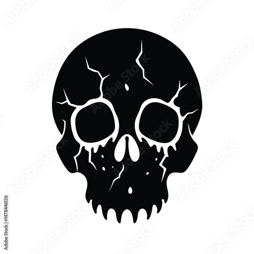 skull with cracks slime on white