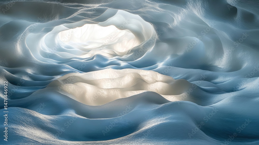 Obraz premium Frozen tunnel, icy cave, light within