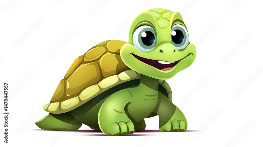 Fototapeta premium Adorable Turtle Cartoon Vector Illustration for Kids Book Cover Design