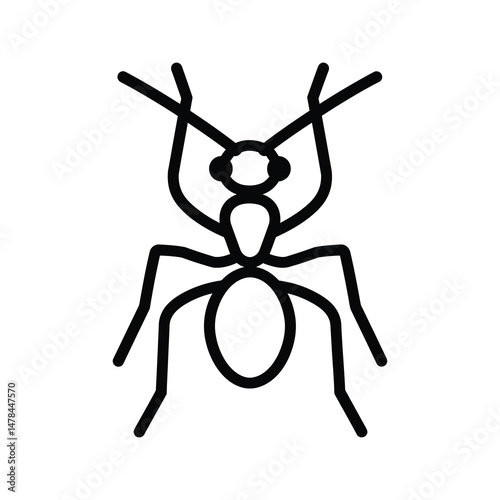 Black ant icon character animal design.