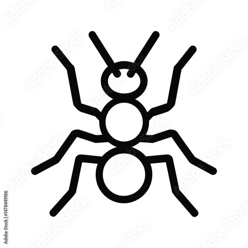 Black ant icon character animal design.