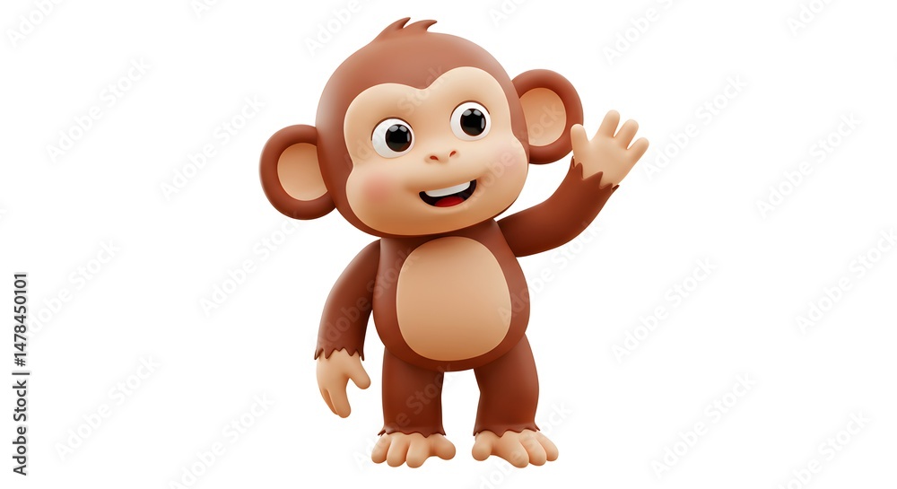 Obraz premium Smiling cartoon monkey illustration