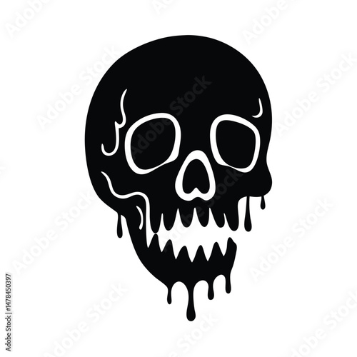 skull with fangs slime on white
