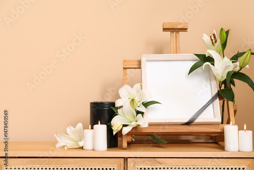 Blank funeral frame with li...