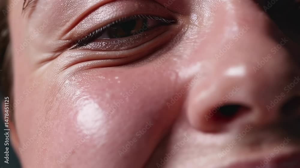 Woman crying with tears running down her face