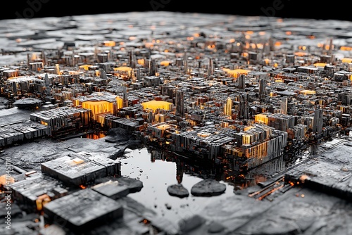 Futuristic city, aerial view, abstract design photo
