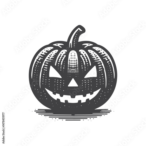 Vintage Hand-Drawn Halloween with Pumpkin Carving Illustration – Spooky Night Engraved Style Vector for T-Shirts, Posters, Stickers, and Halloween Themes Apparel
