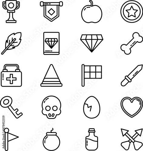 Video game icon Line set