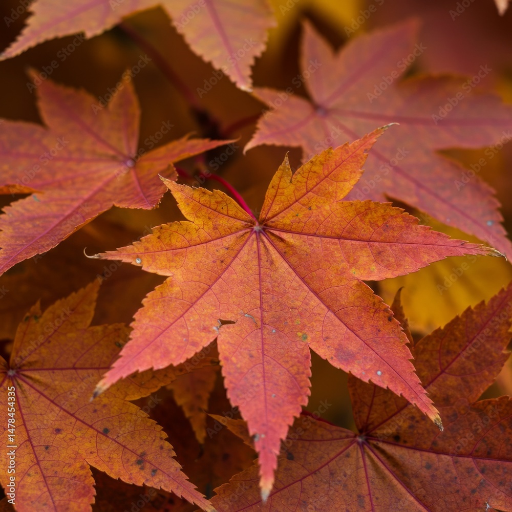 Fototapeta premium Red and Orange Autumn Maple Leaves Close Up