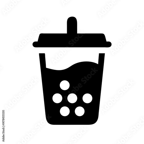 bubble tea silhouette on transparent background for web and graphic design
