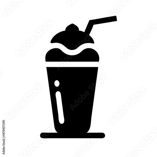 Milk shake silhouette on transparent background for web and graphic design