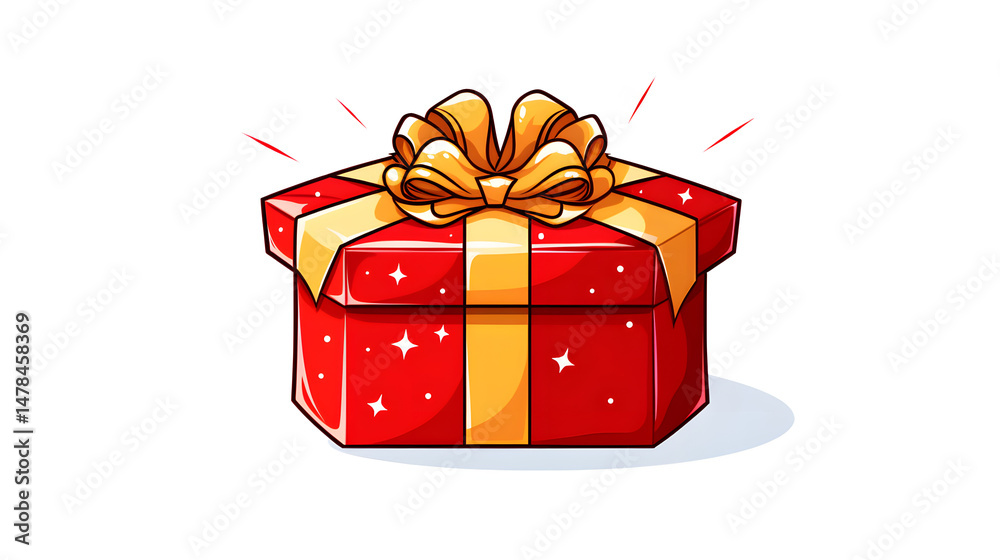 Obraz premium Colorful Cartoon Open Gift Box Present Vector Illustration for Greeting Cards and Holiday Celebrations