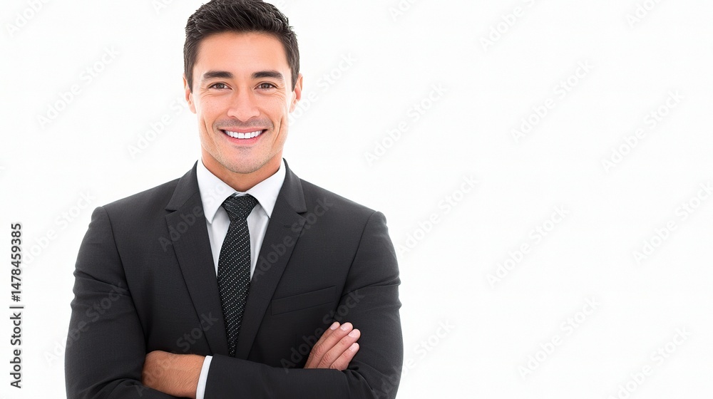 Confident Young Hispanic Businessman Smiling in Business Attire Confident Young Hispanic Businessman Smiling in Business Attire