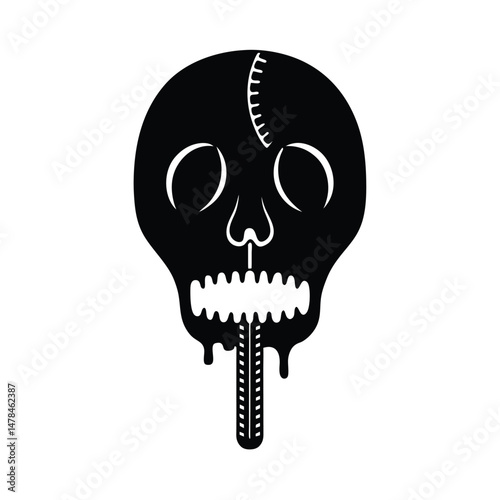 skull with zipper mouth slime on white