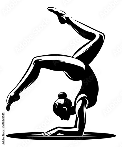 Gymnast Floor Girl Sport Woman Logo Sign Graphic Silhouette Shape Clipart Digital Art