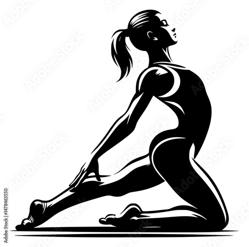 Gymnast Floor Girl Sport Woman Logo Sign Graphic Silhouette Shape Clipart Digital Art