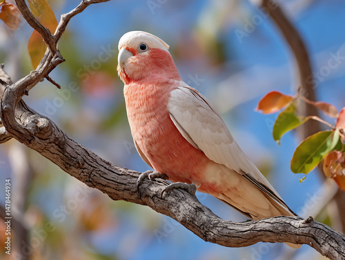 Rosebreasted Cockatoo Perched on Branch Serene Beauty photo