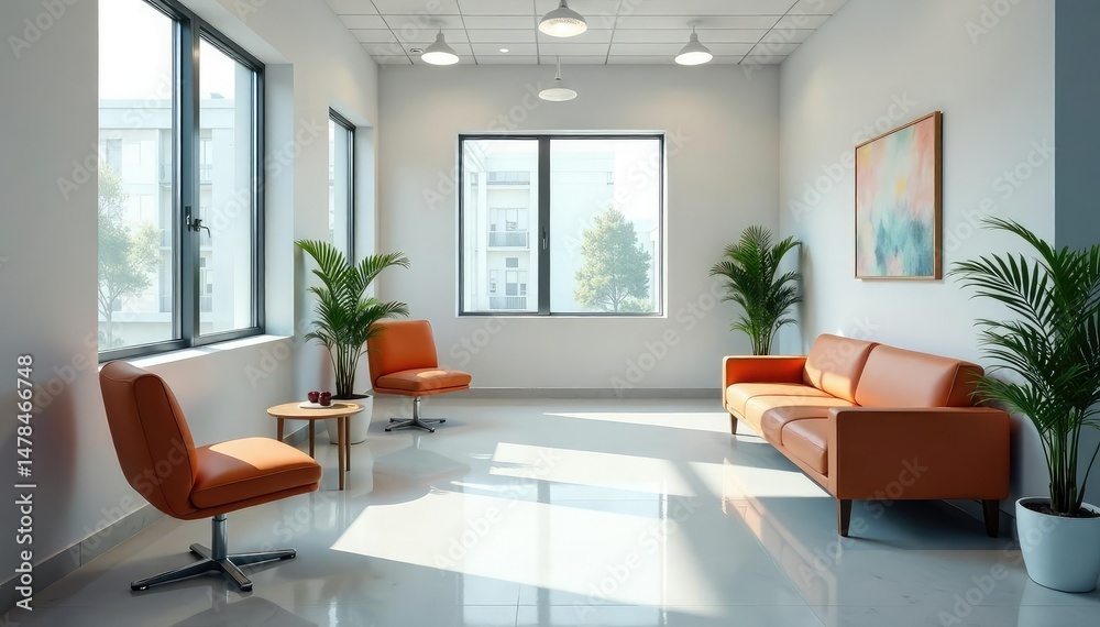 Fototapeta premium A clean and modern GP doctor's office waiting area , walls, decor