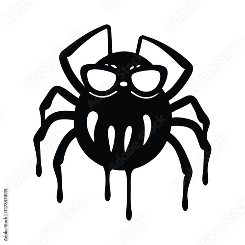 spider with sunglasses slime on white