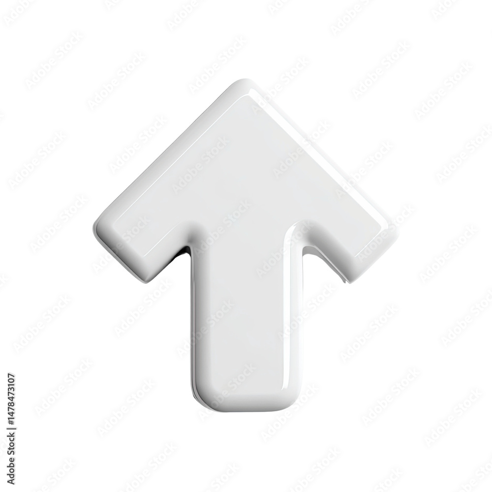 3D White Glossy Up Arrow Icon 3D White Glossy Up Arrow Icon