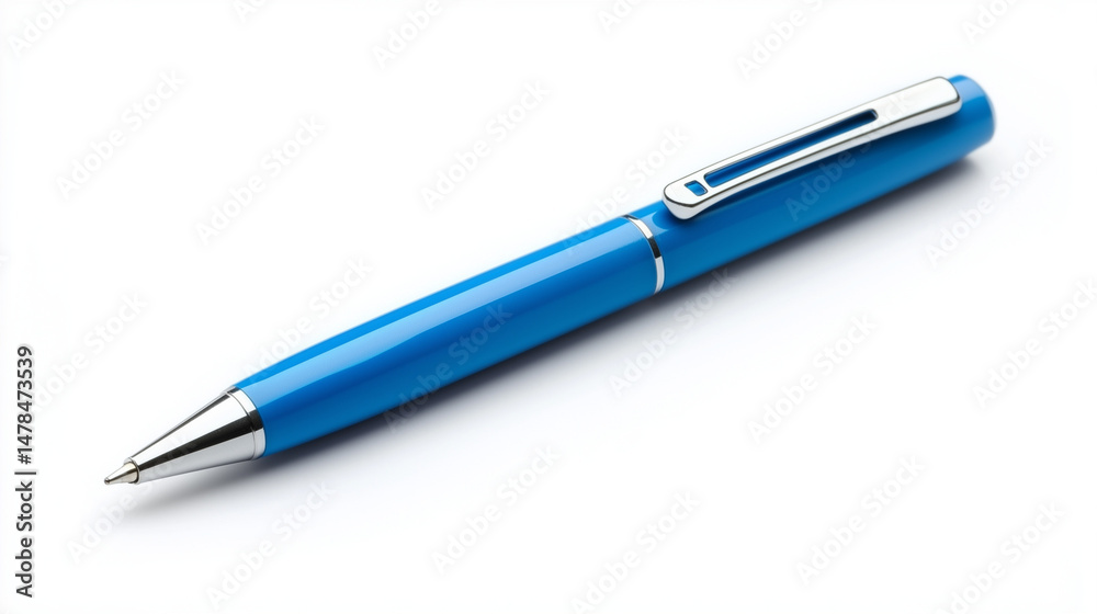 Sleek blue pen on white Sleek blue pen on white