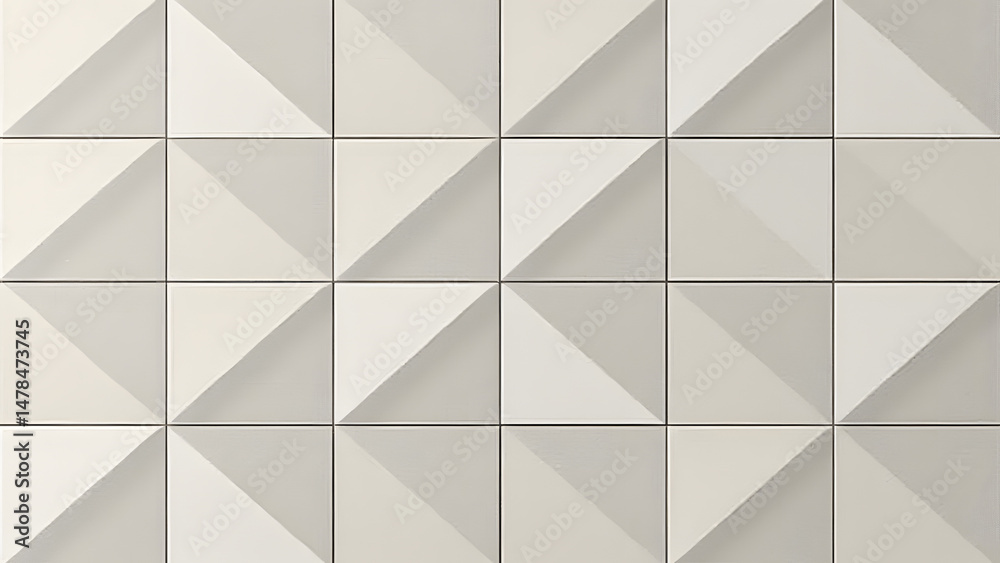 Fototapeta premium Modern geometric cement mosaic tiles, angular porcelain pattern, seamless structured design, HD contemporary backdrop for urban spaces.