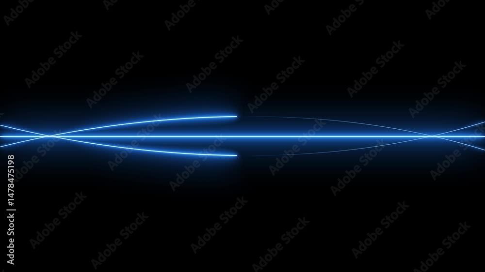abstract neon red technology motion background with glowing laser beams. Seamless loop. Straight neon lazer line color blue black background.