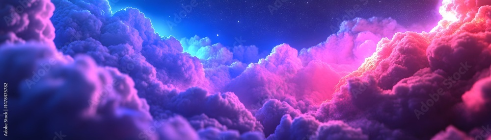 Naklejka premium Vibrant, dreamlike cloudscapes in a fantasy sky.