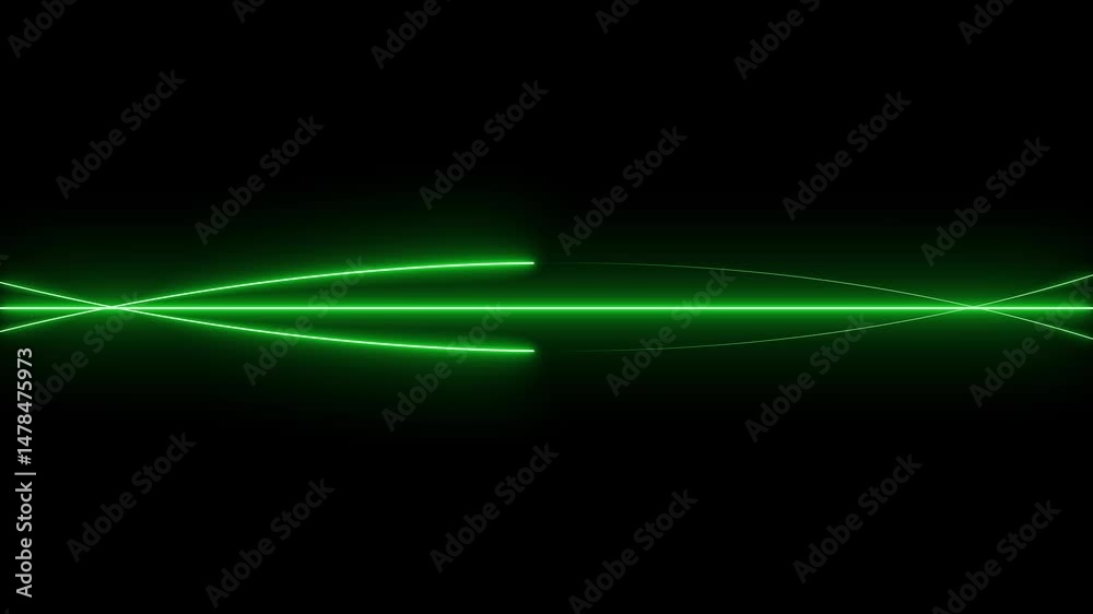 abstract neon red technology motion background with glowing laser beams. Seamless loop. Straight neon lazer line color blue black background.