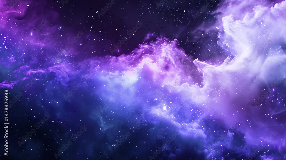 Fototapeta premium Vivid Purple And Blue Nebula With Starfield Backdrop In The Vast Cosmic Space
