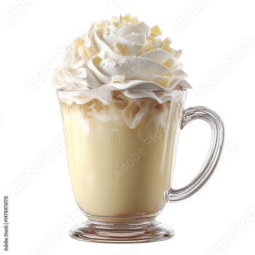 White Chocolate Cream Coffee in Glass Mug