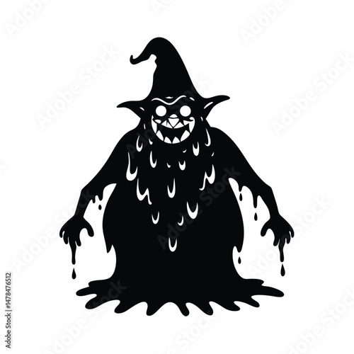 witch goblin with slime slime on white
