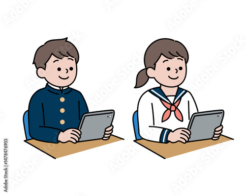 中学生タブレット学習 / Junior High Students Using Tablets