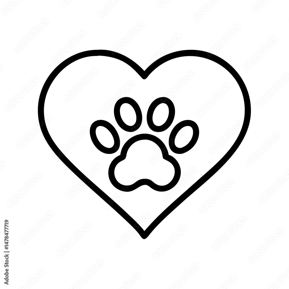 Paw in heart on transparent background for web and graphic design Paw in heart on transparent background for web and graphic design