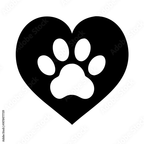 Paw in shield silhouette on transparent background for web and graphic design
