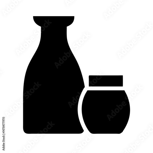 Sake silhouette on transparent background for web and graphic design