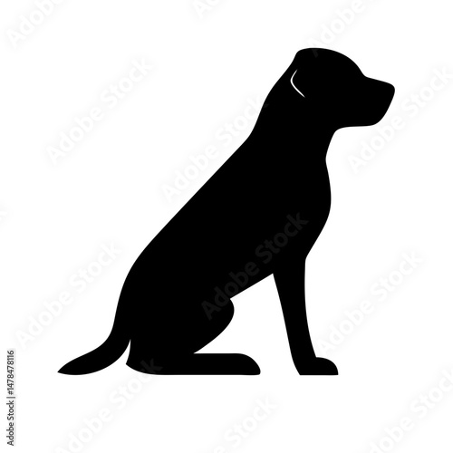 Sitting dog silhouette on transparent background for web and graphic design