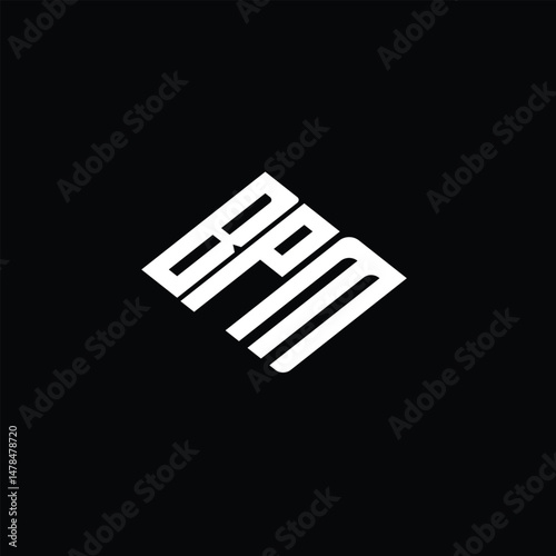 BPM letter logo design on black background.