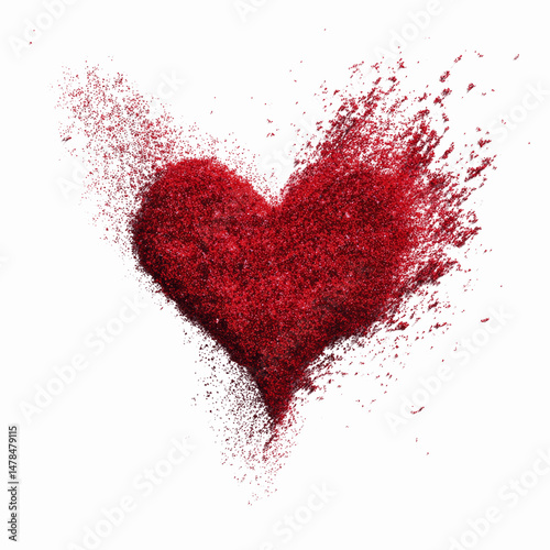 Exploding Red Glitter Heart - Valentine's Day