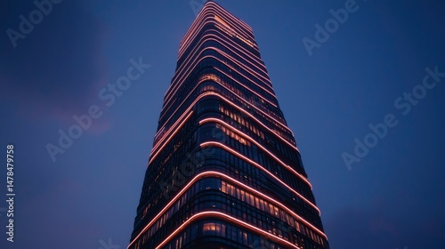 Modern skyscraper at twilight