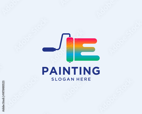 letter E roll painting logo