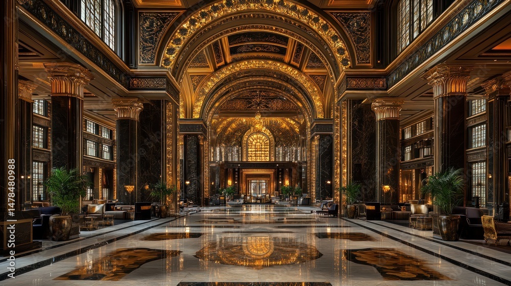 Obraz premium Opulent Grand Lobby: A Luxurious Interior Design Masterpiece